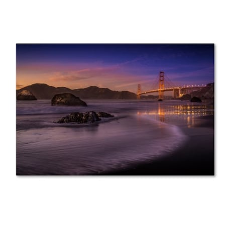 Mike Leske 'Golden Gate Bridge Fading Daylight' Canvas Art,22x32